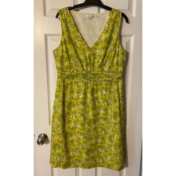 Boden Dress Green Cream 10 All Cotton A Line Washable Sleeveless Summer - Picture 6 of 7